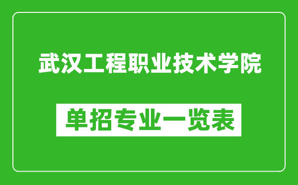 武漢工程職業技術學院單招專業一覽表