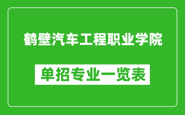 鶴壁汽車工程職業學院單招專業一覽表