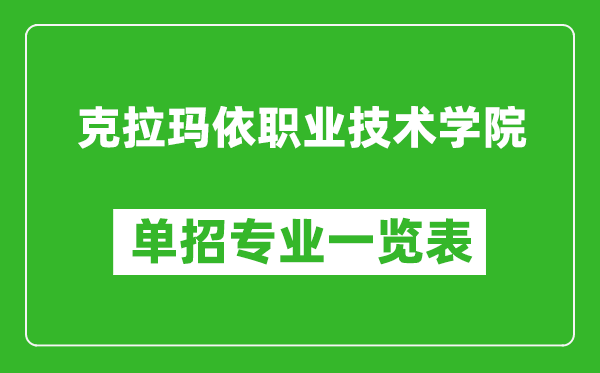 克拉瑪依職業技術學院單招專業一覽表