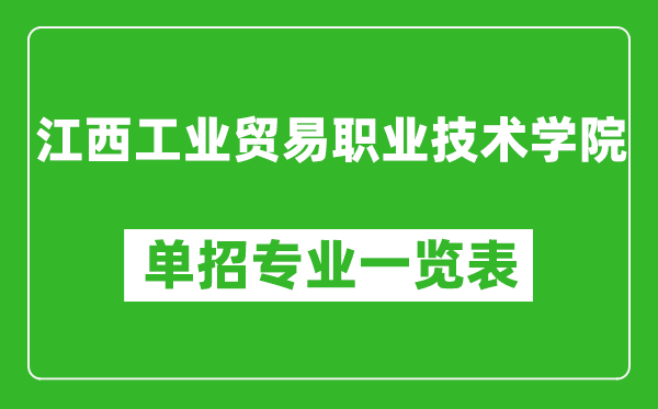 江西工業貿易職業技術學院單招專業一覽表