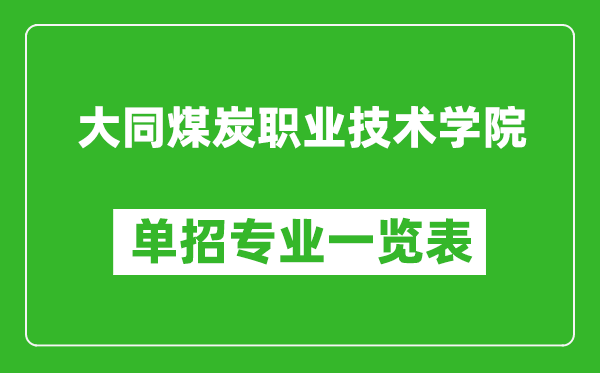 大同煤炭職業技術學院單招專業一覽表