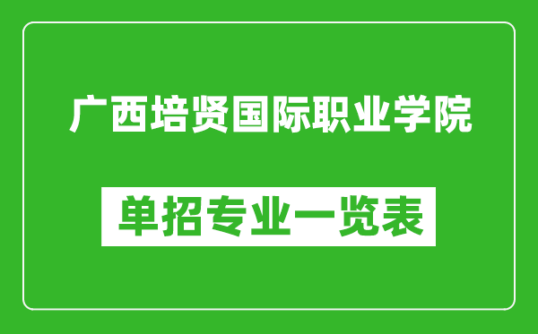 廣西培賢國際職業學院單招專業一覽表