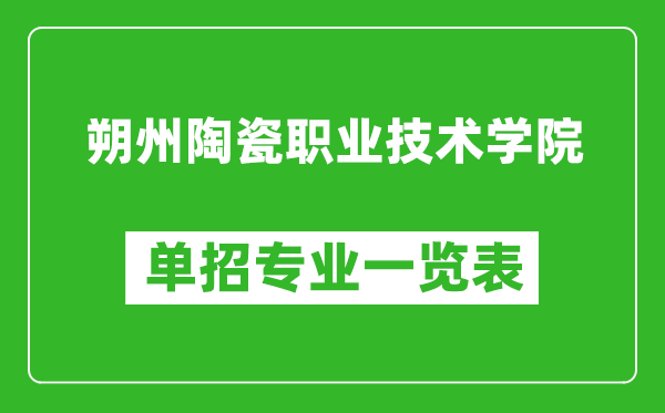 朔州陶瓷職業技術學院單招專業一覽表