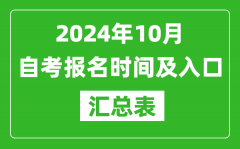 2024年10月自考報名時間及入口匯總表