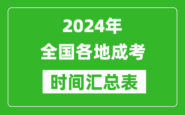 2024年全國各地成考時間匯總表