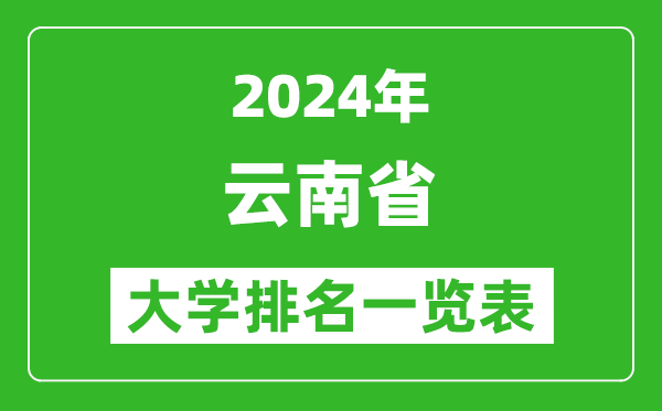 2024年云南省大學排名一覽表（82所）