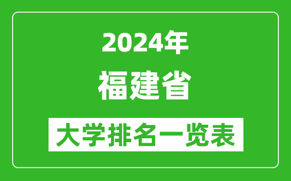 2024年福建省大學排名一覽表（89所）