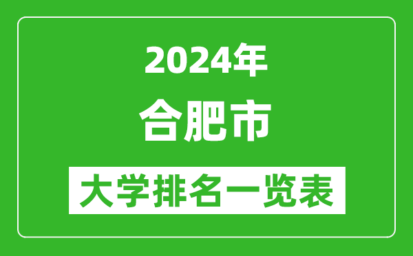 2024年合肥市大學排名一覽表（54所）