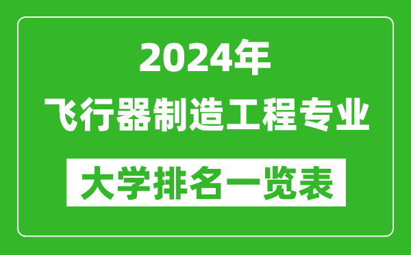 2024年全國飛行器制造工程專業大學排名一覽表