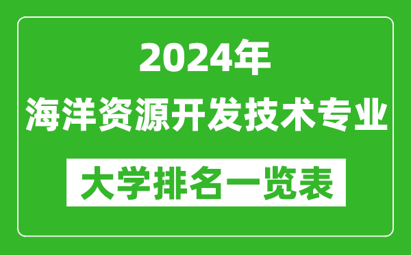 2024年全國海洋資源開發技術專業大學排名一覽表